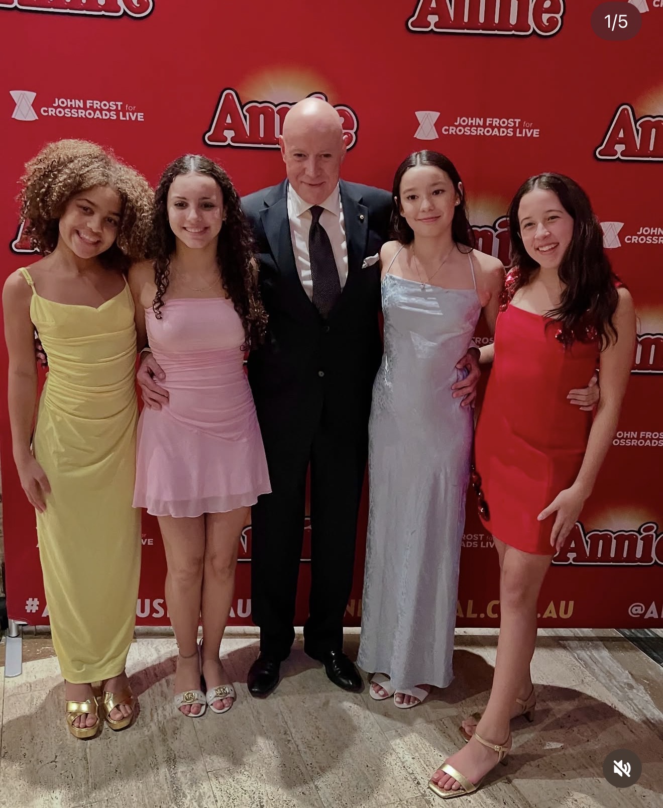 Bianca Papa with the Annie cast at opening night